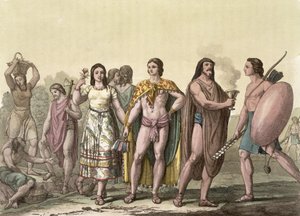 メキシコ人の衣装（カラー彫刻）